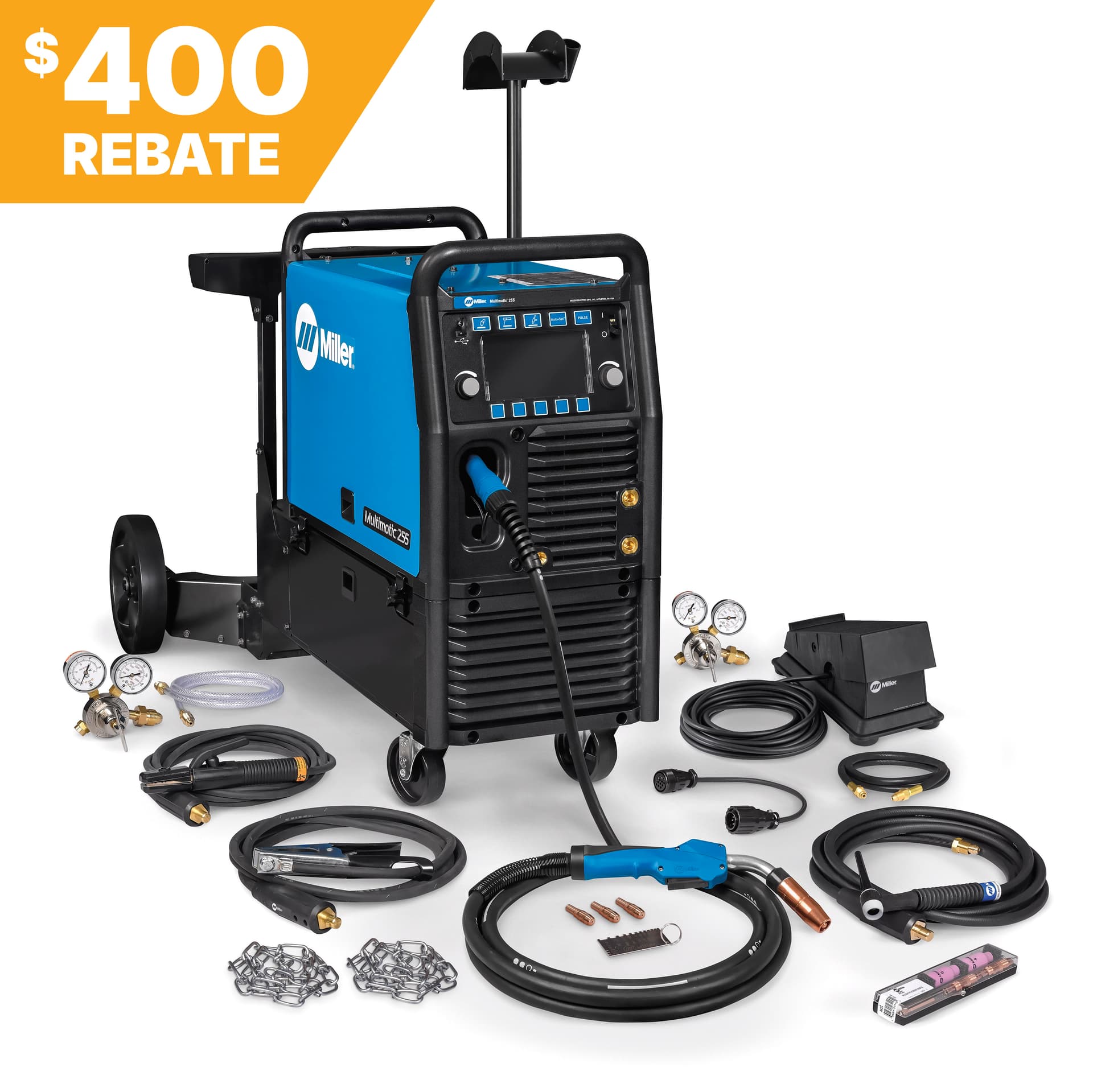 Multimatic® 255 Multiprocess Welder w/ EZ-Latch™ Dual Cylinder Running Gear & TIG Kit - 208-575V - Image 1